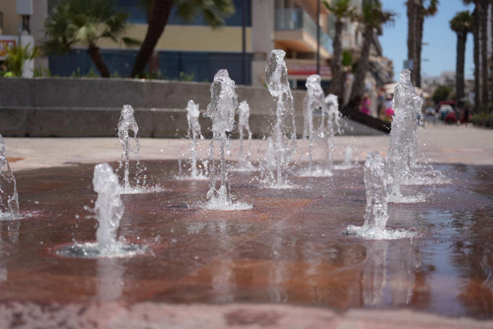 A water feature on the revamped square.