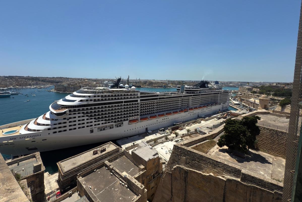 Two cruise vessels were docked in Valletta on Friday morning. The Costa Fascinosa, pictured here, arrived early on Friday morning. Photo: Jonathan Borg.