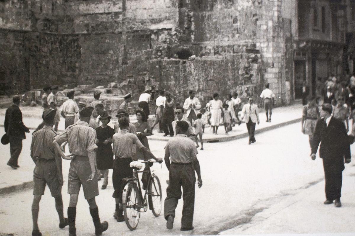 In bombed post-war Kingsway.