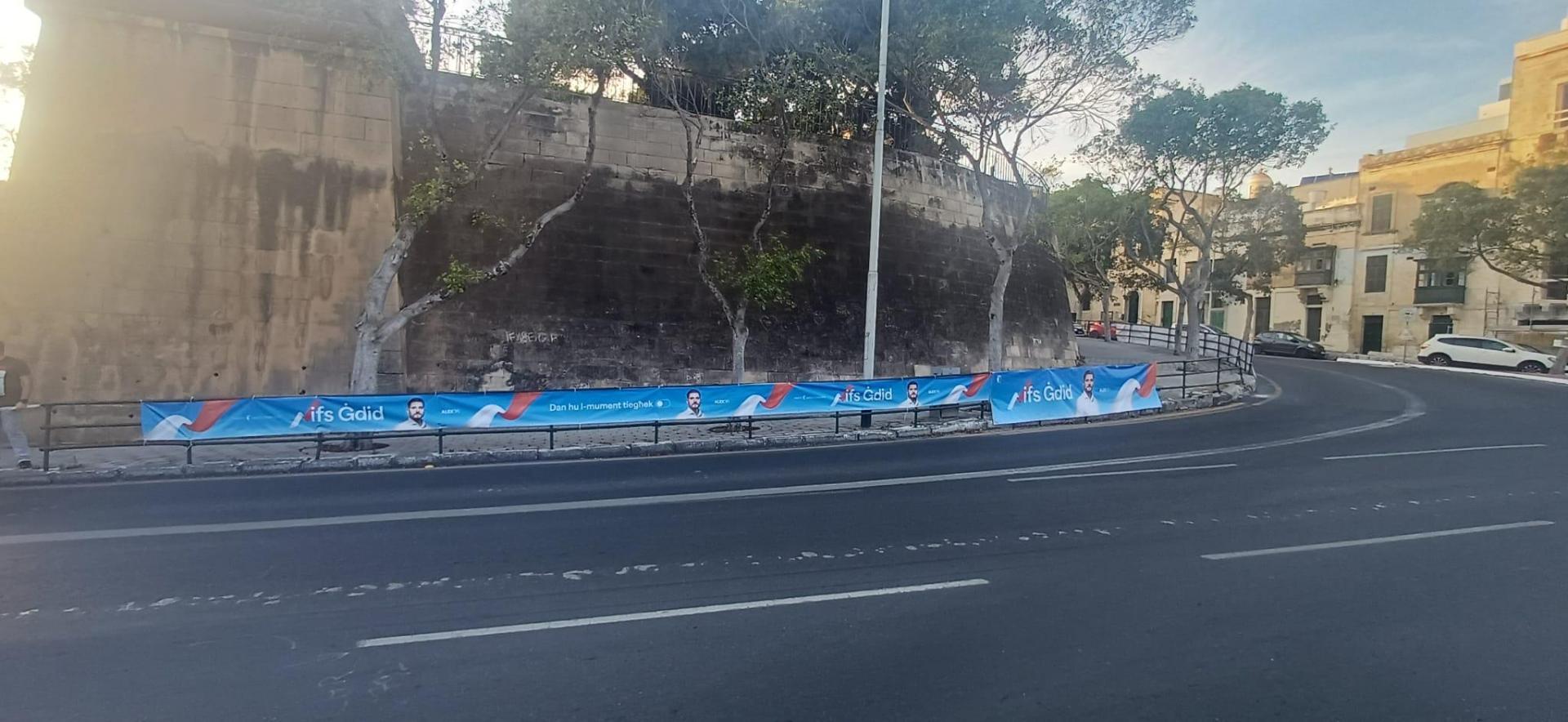 A PN banner set up in Floriana.