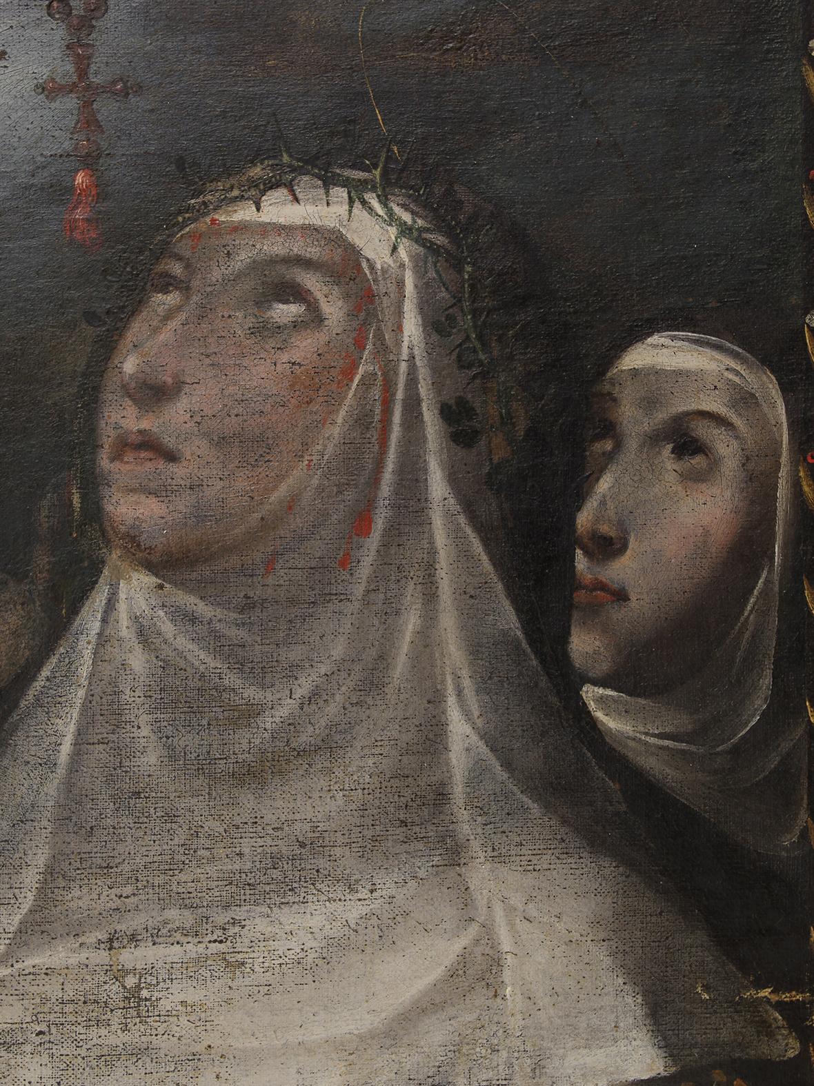 A detail of the painting taken during the thinning down / cleaning of aged varnish coatings and of past retouchings, which were concealing significant areas of the painting. Photo: ASC Conservation Centre Ltd.