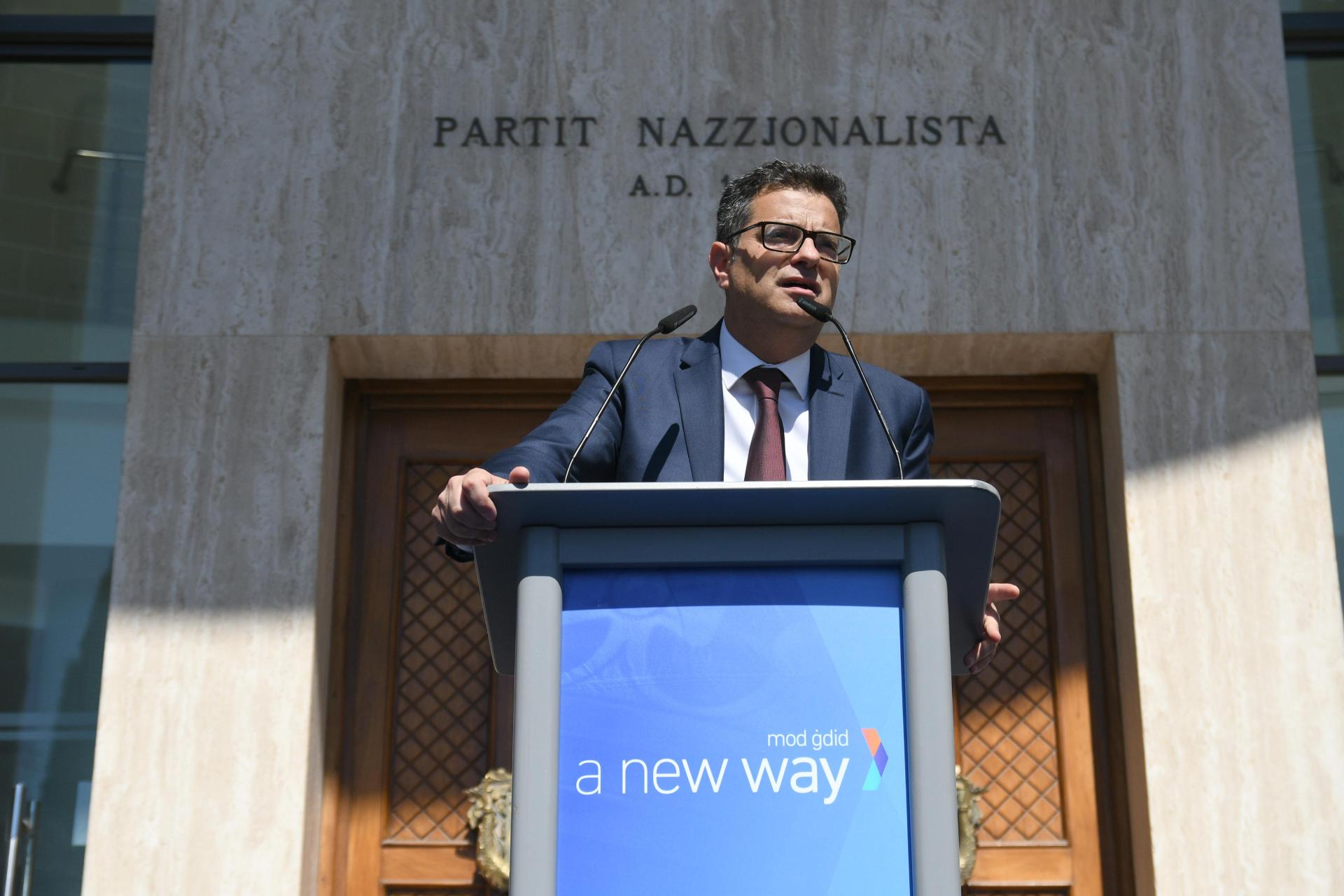 Adrian Delia during his first PN leadership race in 2017. Photo: Jonathan Borg