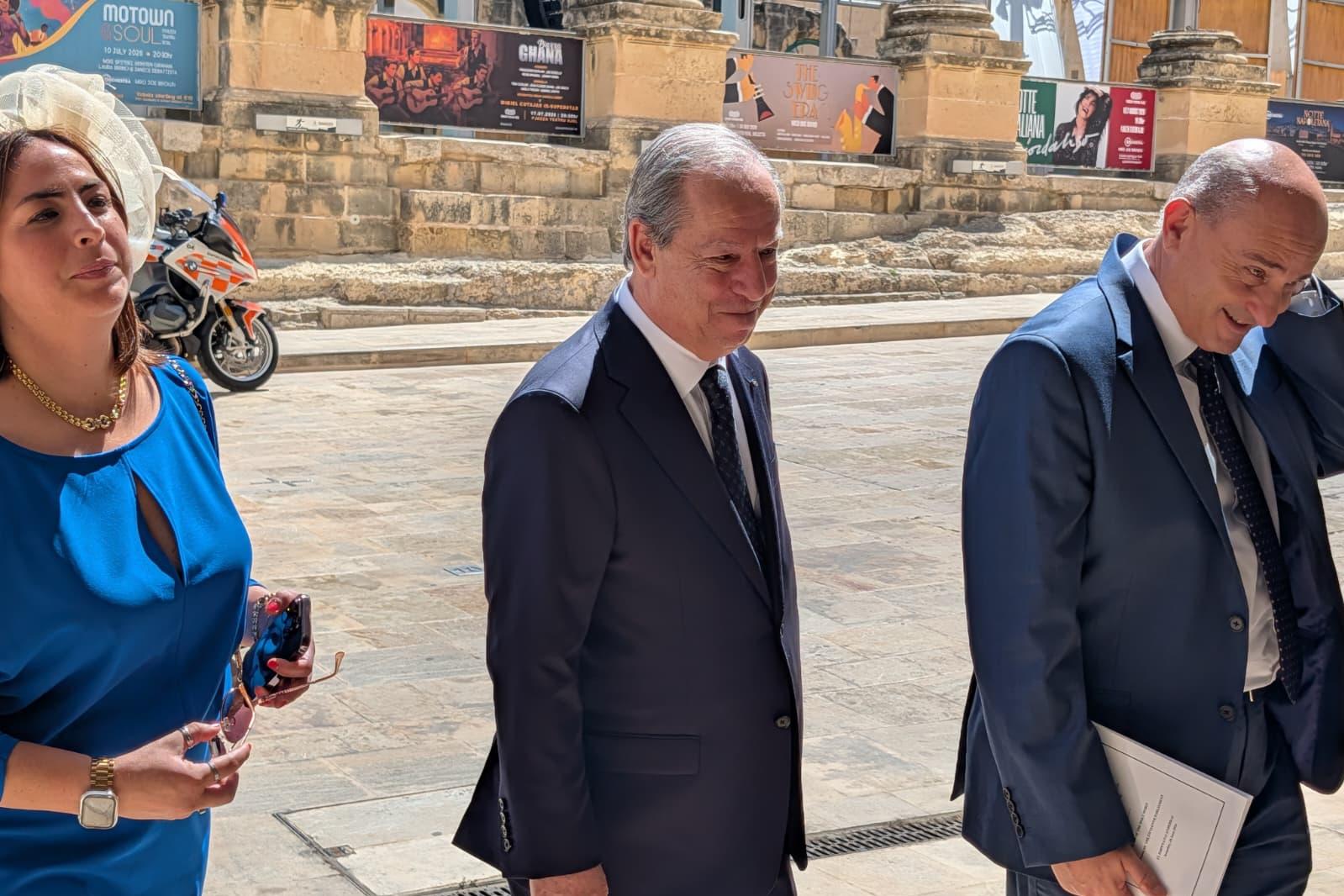 PN treasurer Veronica Perici Calascione, former Prime Minister Lawrence Gonzi and PN general secretary Charles Bonello. Photo: Chris Sant Fournier