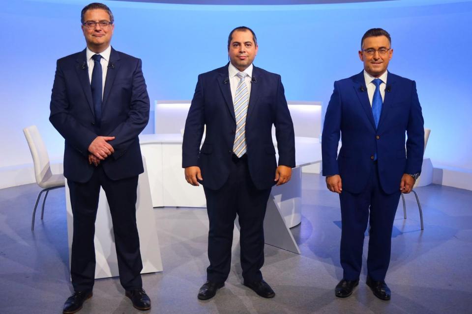 Adrian Delia, left, and Bernard Grech, right, with Matthew Xuereb.
