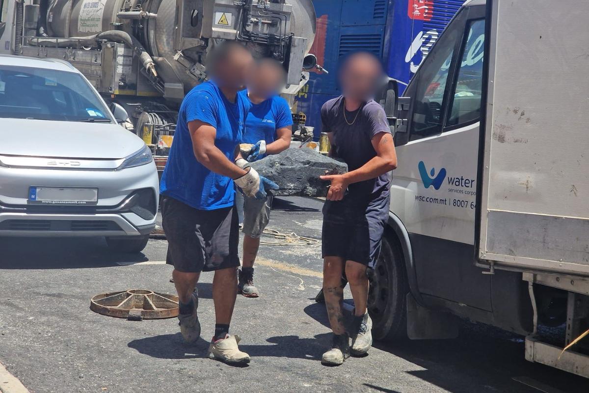 That large block of concrete was found in the sewer line that led to the sewage to flow into Balluta Bay.