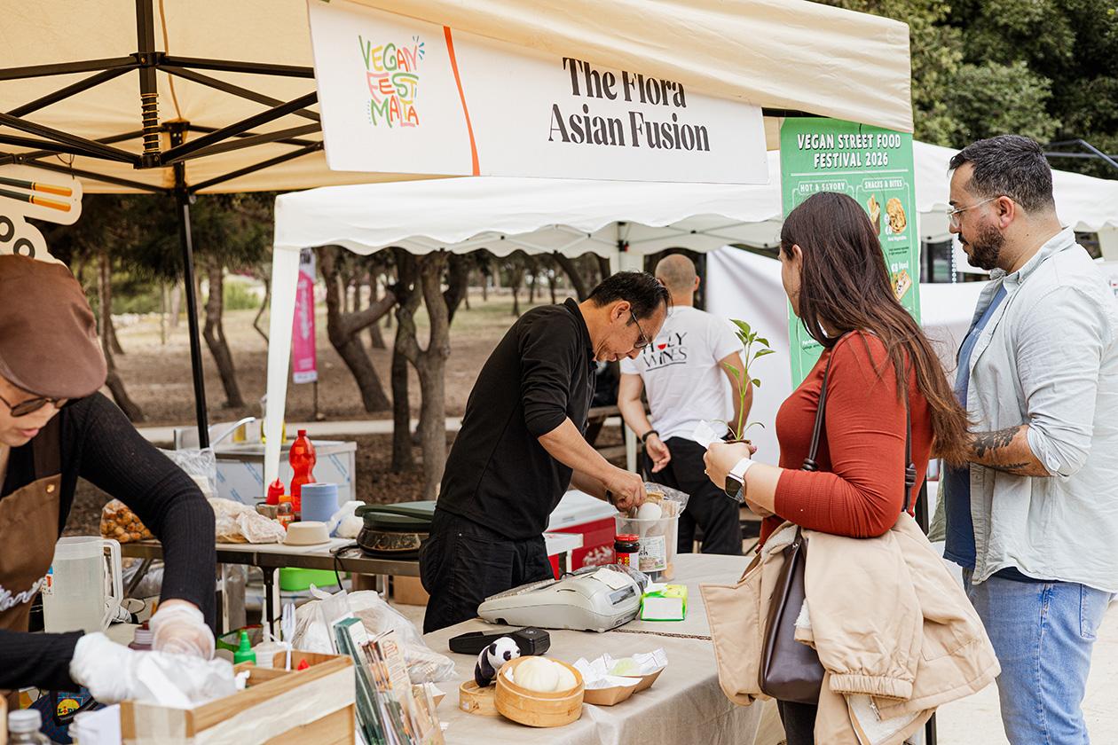 Visitors at one of the many food stalls on site.