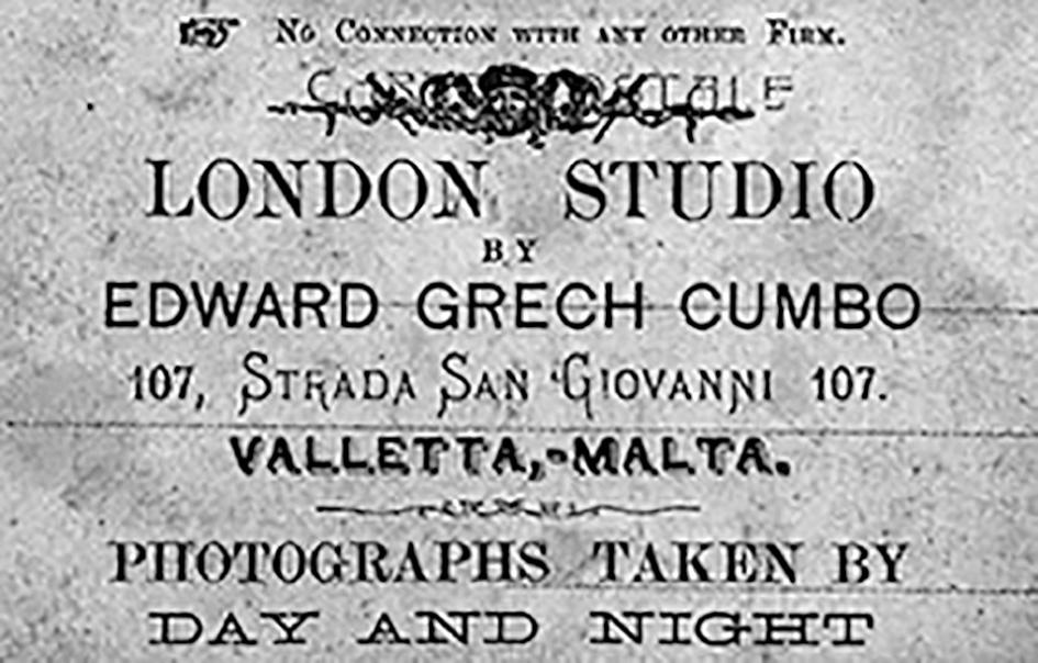 An advert showing a second London Studio operated by Edoardo Grech Cumbo.