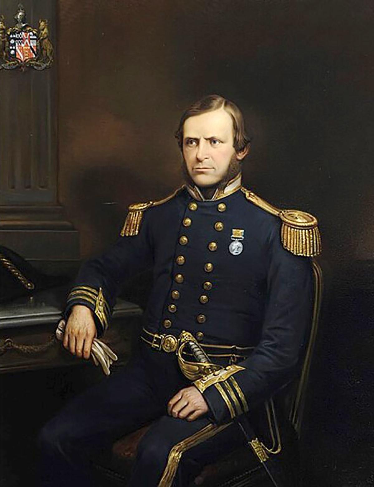 Cdr Walter Strickland (1824-1867), painting by Giuseppe Cal&igrave;.