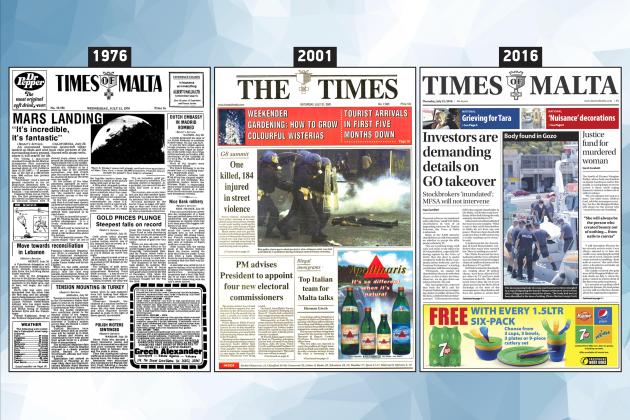 July 21: The front page of Times of Malta 10, 25 and 50 years ago
