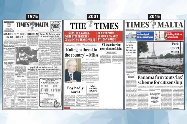 June 4: The front page of Times of Malta 10, 25 and 50 years ago
