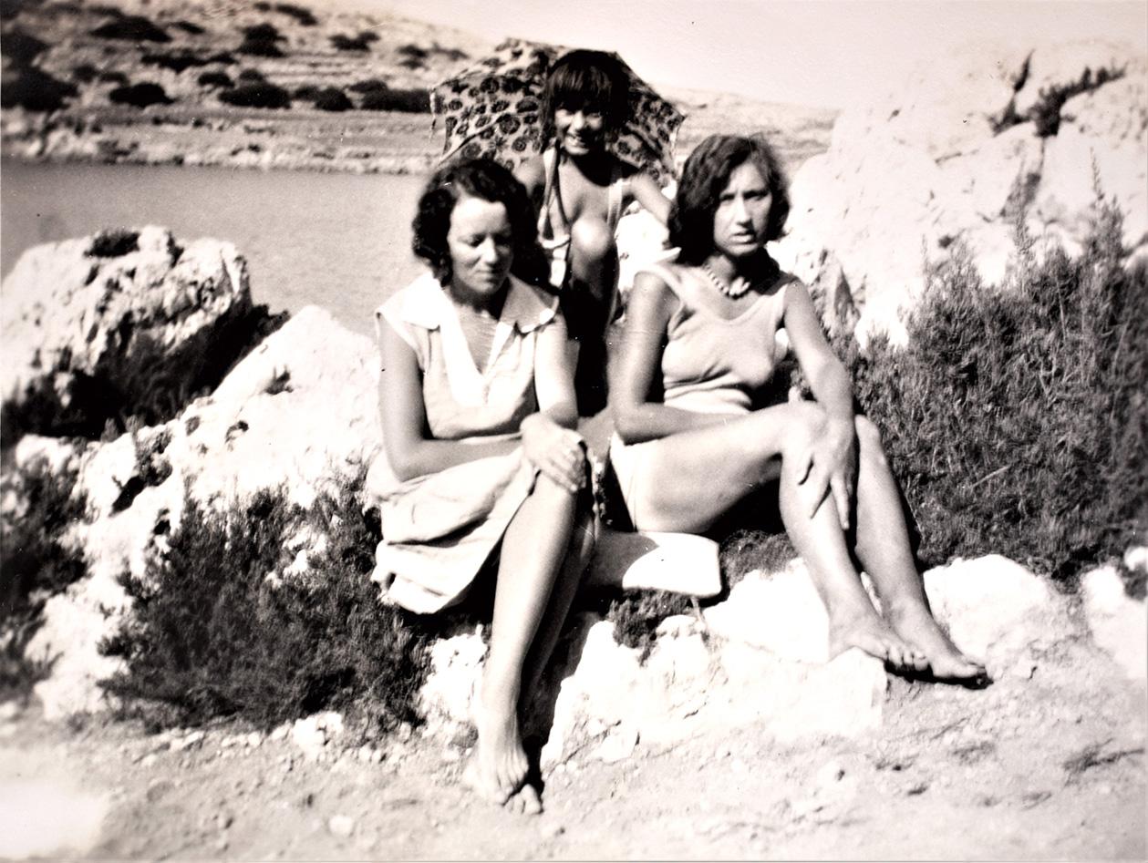 From a 1932 family album &ndash; three ladies bathing.
