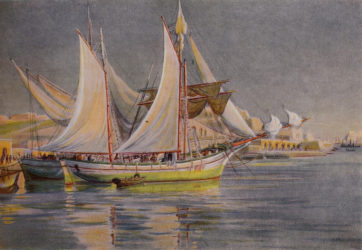 'Wine Boats at the Marsa', by Kathleen Airini Vane