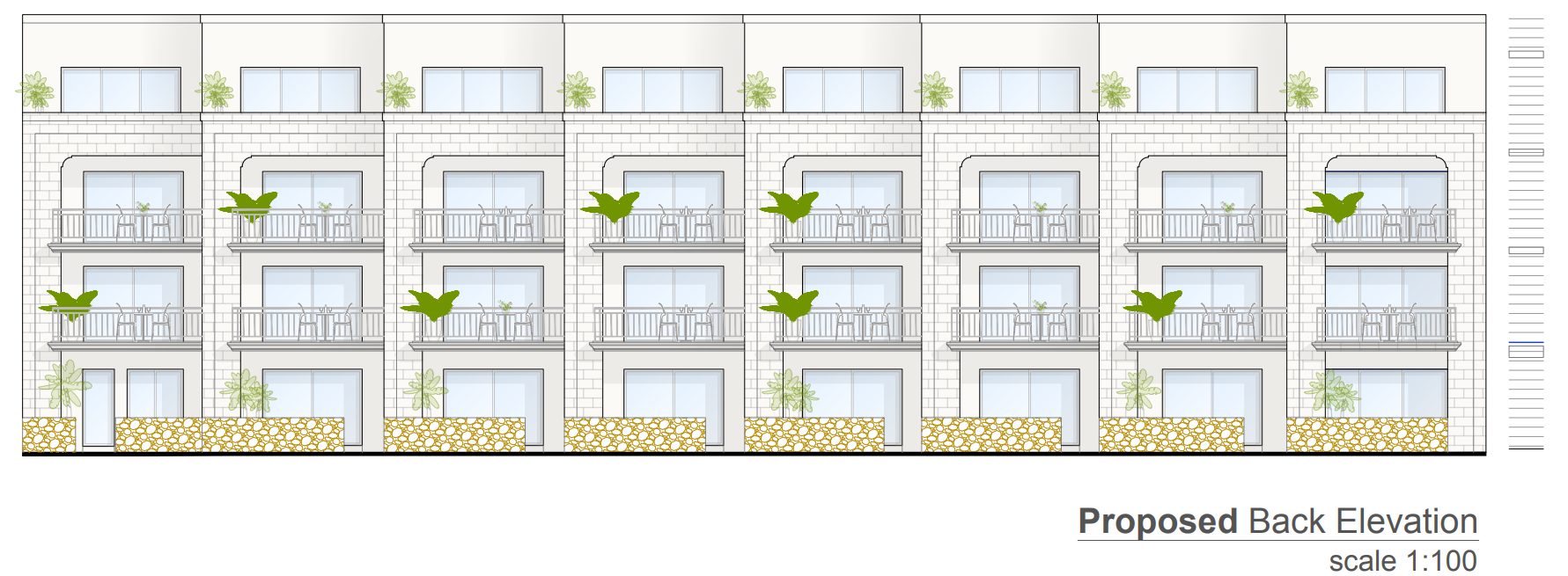 The proposed back elevation of the development. Graphic: Planning Authority.