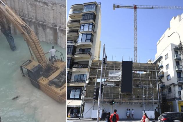'Foundations of Stivala hotel, nearby buildings being stabilised' - BCA