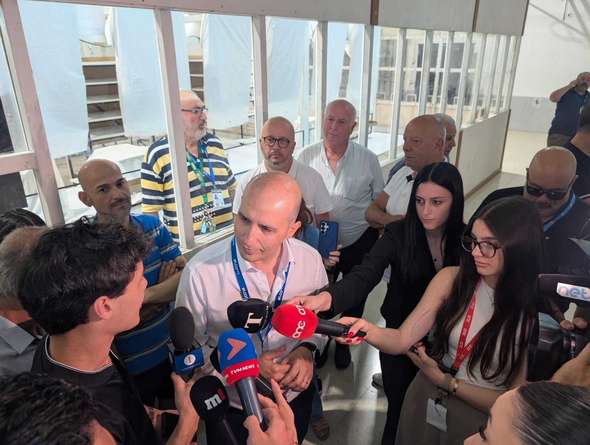 George Vital Zammit speaking to reporters. Photo: Chris Sant Fournier