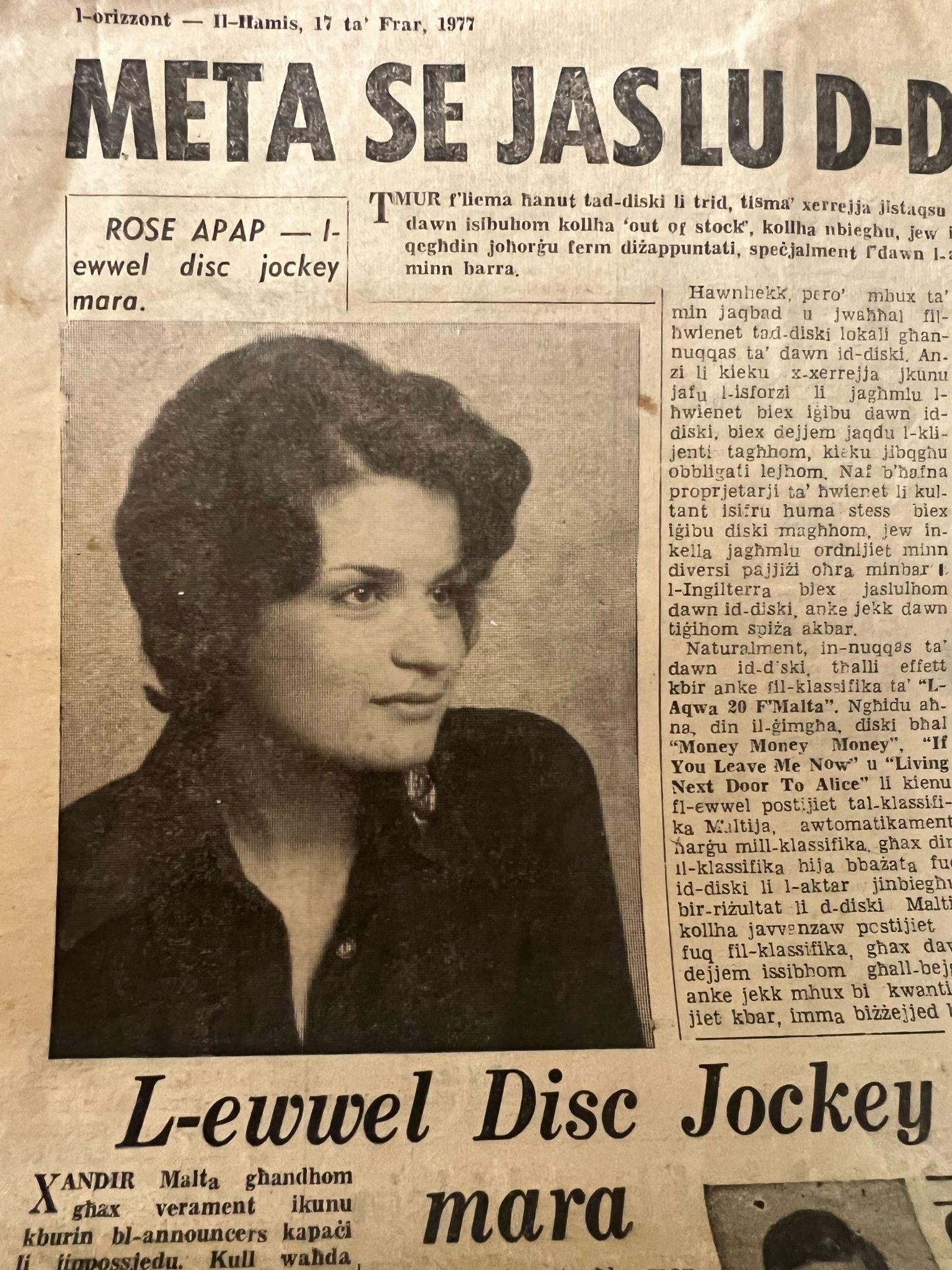 L-Orizzont's feature in 1977 on Sciberras. Photo: Andrew Sciberras