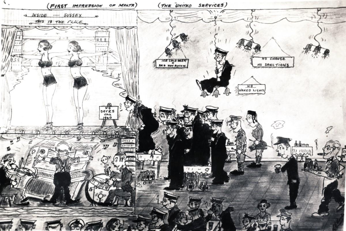Military pre-war satire postcard of the Gut.