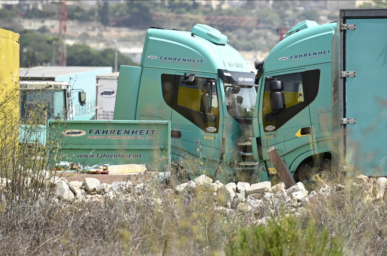 Trailer trucks parked in the lot. Photo: Chris Sant Fournier