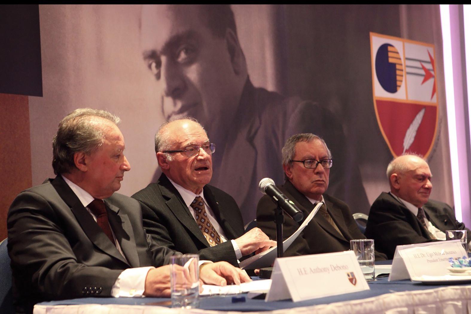 From left: Anthony Debono, President Emeritus Ugo Mifsud Bonnici, Professor Oliver Friggieri and Chief Justice Emeritus Giuseppe Mifsud Bonnici.
