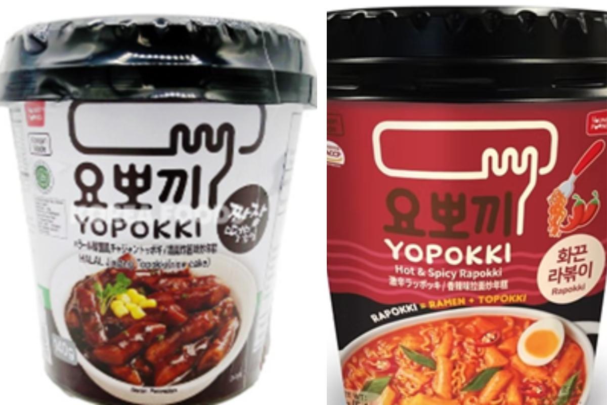 These two rice cake cups by the Korean brand Yopokki should not be eaten due to spoilage.
