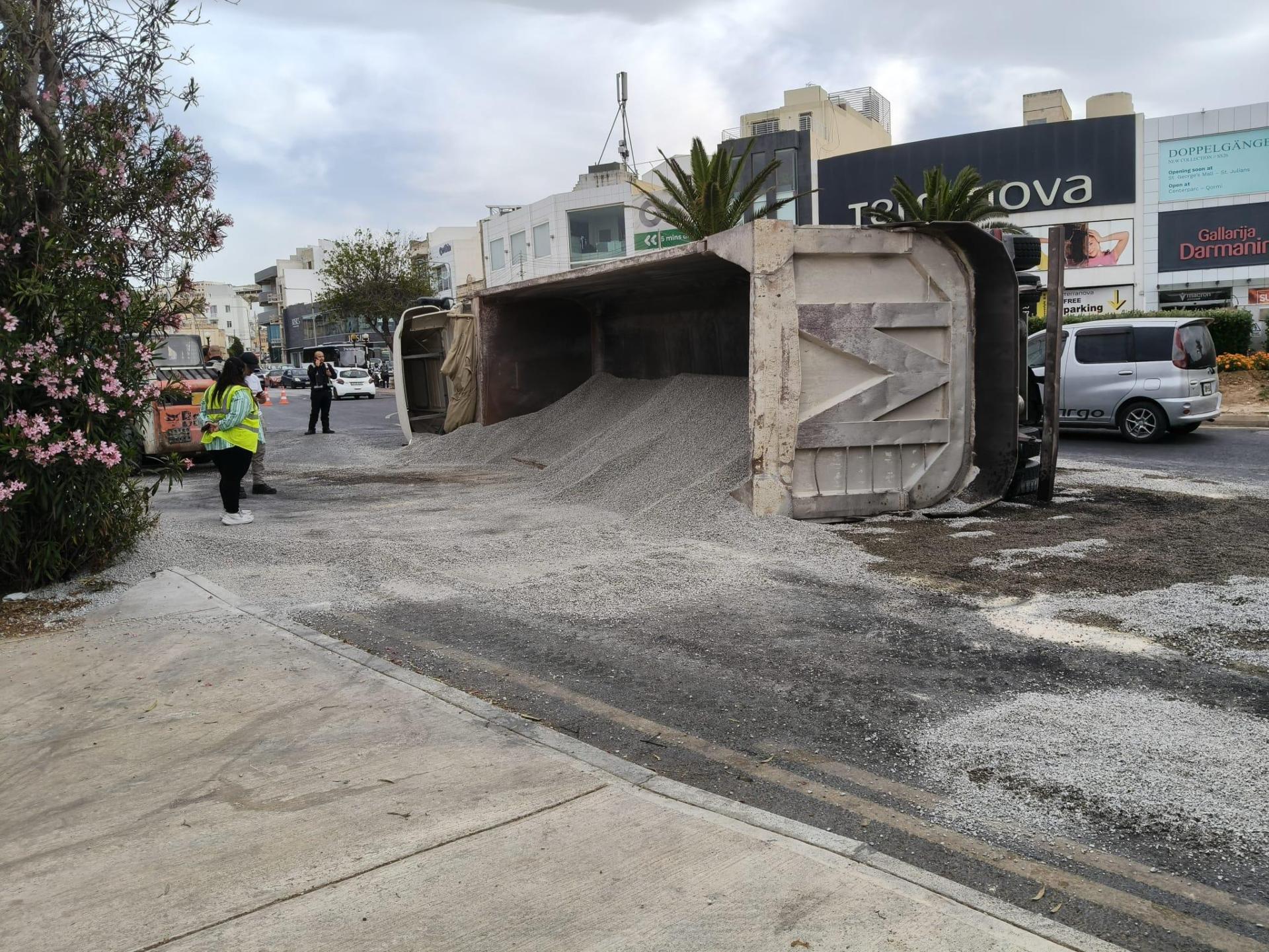 The truck was carrying gravel. Photo: Times of Malta