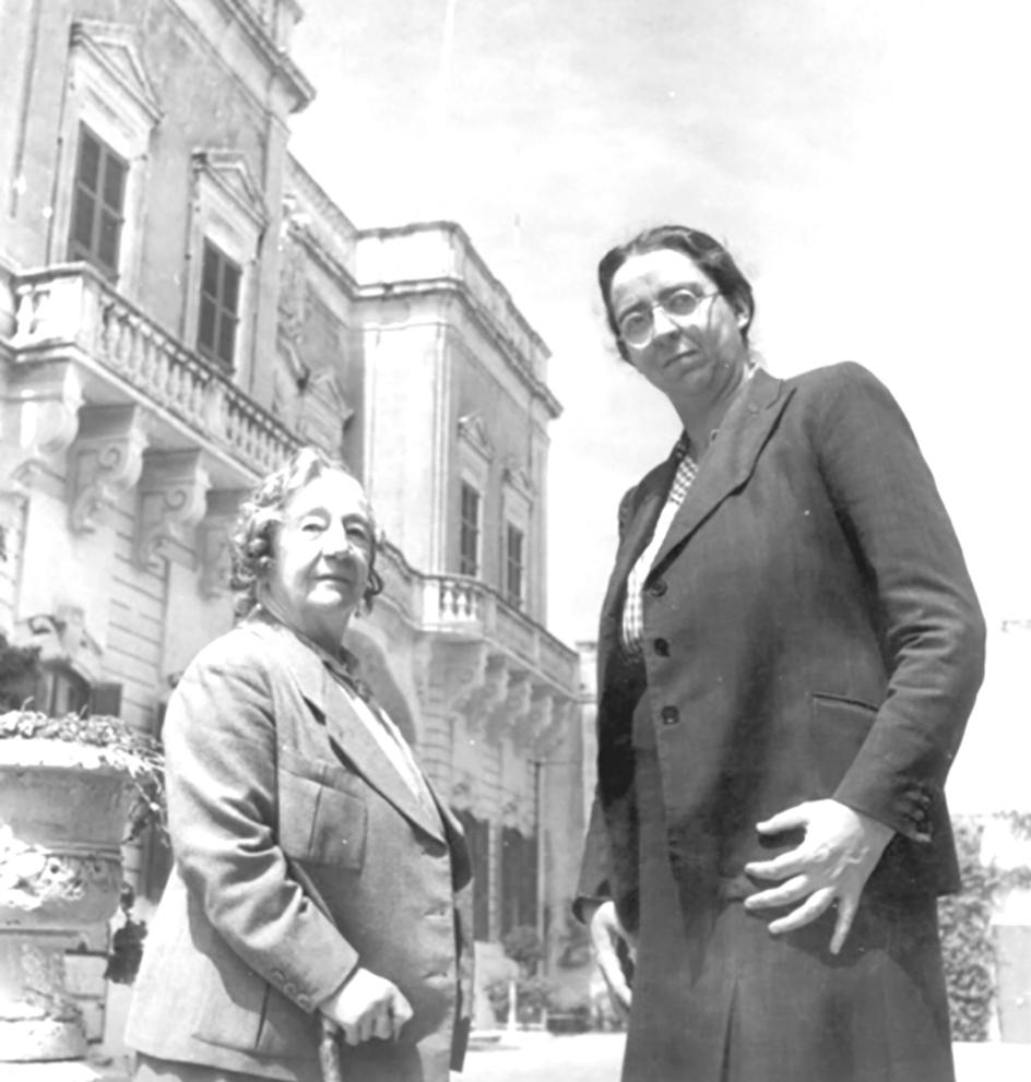 Mabel Strickland with her stepmother, Margaret, at Villa Bologna, their stately home in Attard. Margaret was daughter of newspaper pioneer Edward Hulton. His successors had come out with Picture Post, a news magazine that had the largest circulation in Britain