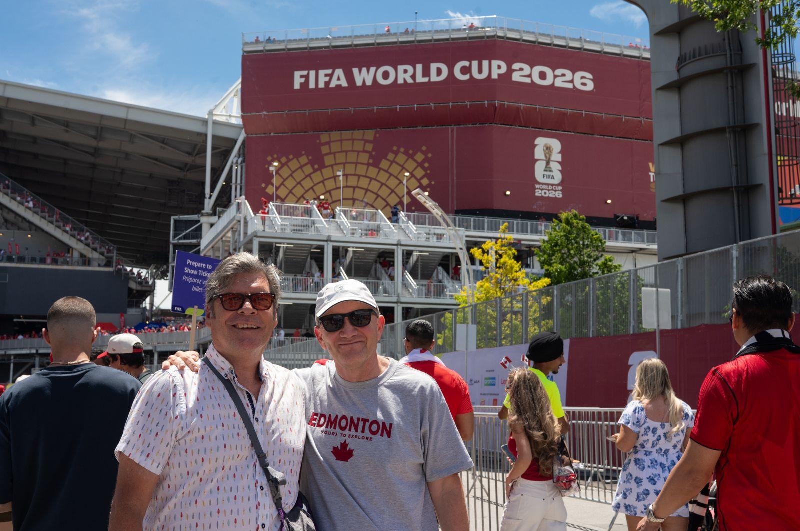 Aidan Mifsud (right) before the Canada match.