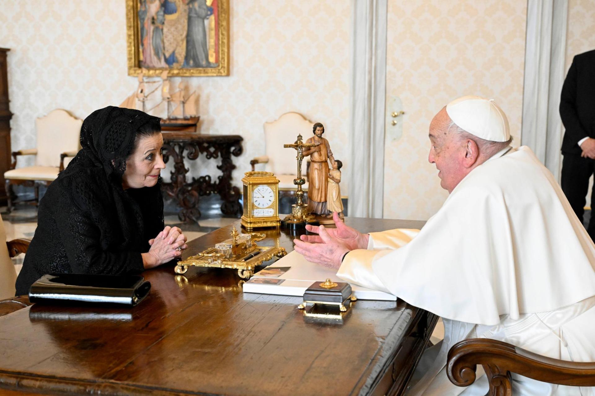 President Myriam Spiteri Debono during her meeting with Pope Francis. Photo: Office of the President of Malta