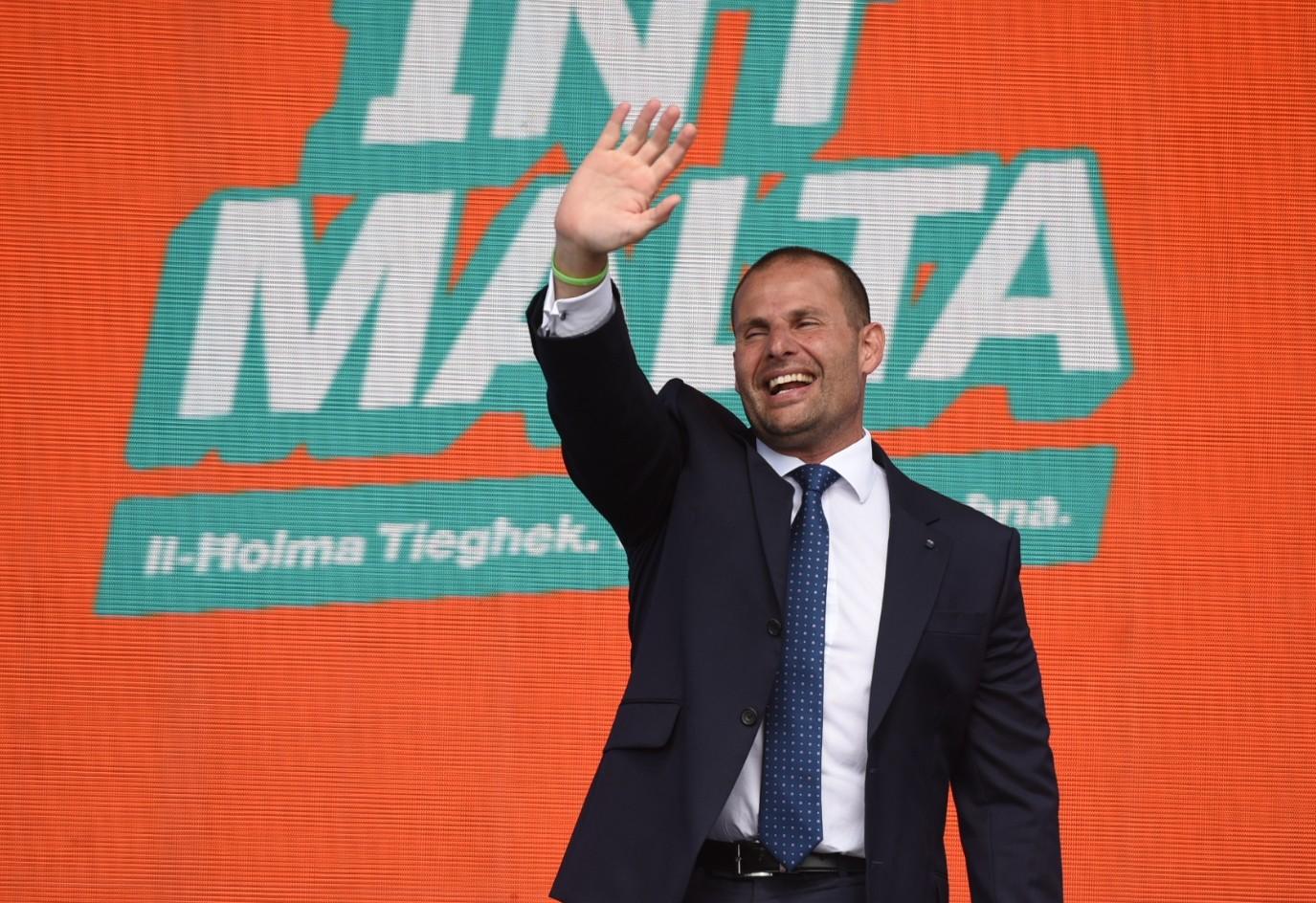 Robert Abela at Labour's Naxxar rally on Sunday. Photo: Christian Sant Fournier.