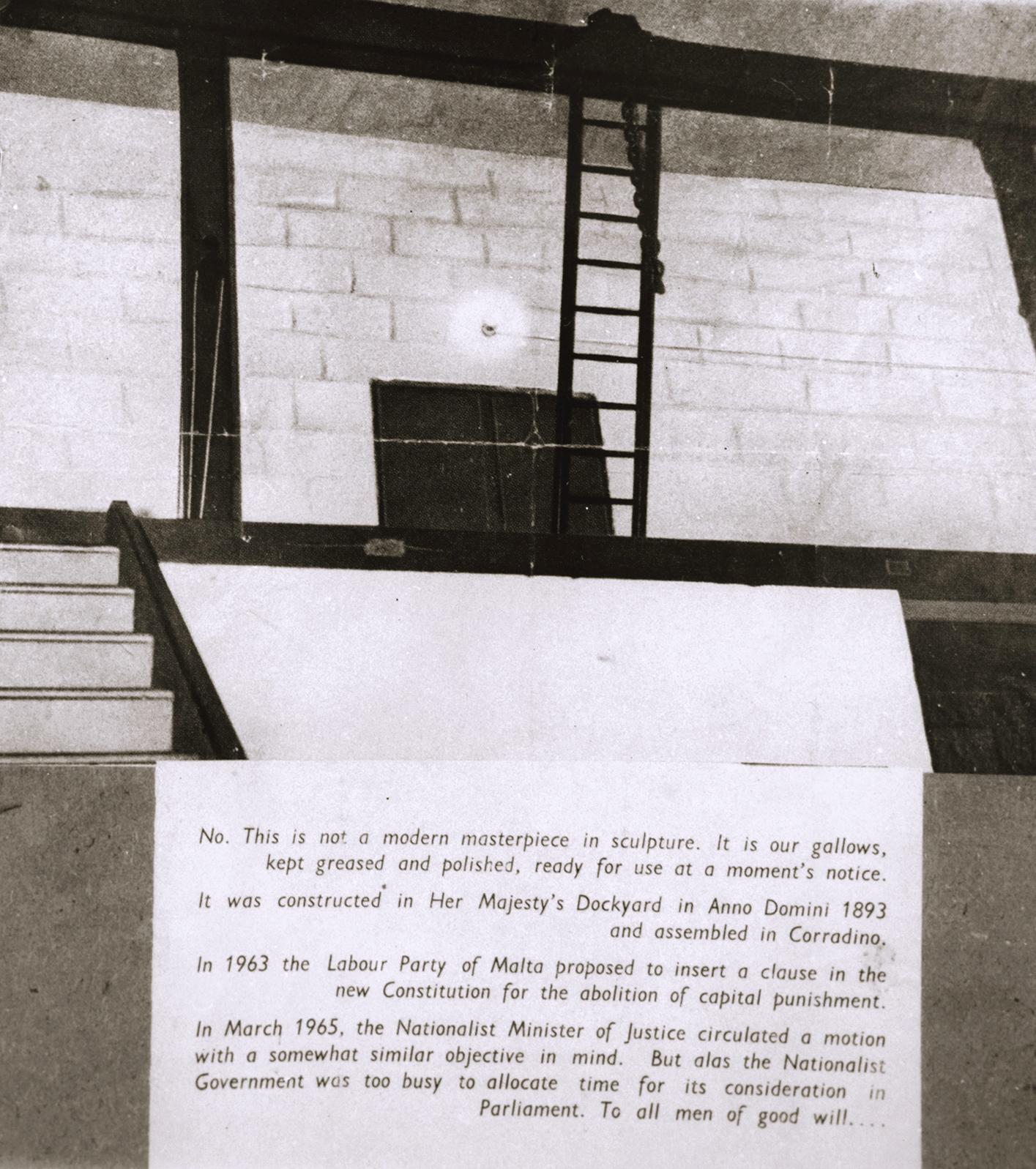 The gallows used in Corradino prisons. Magri defended at least 20 suspects facing the death penalty.