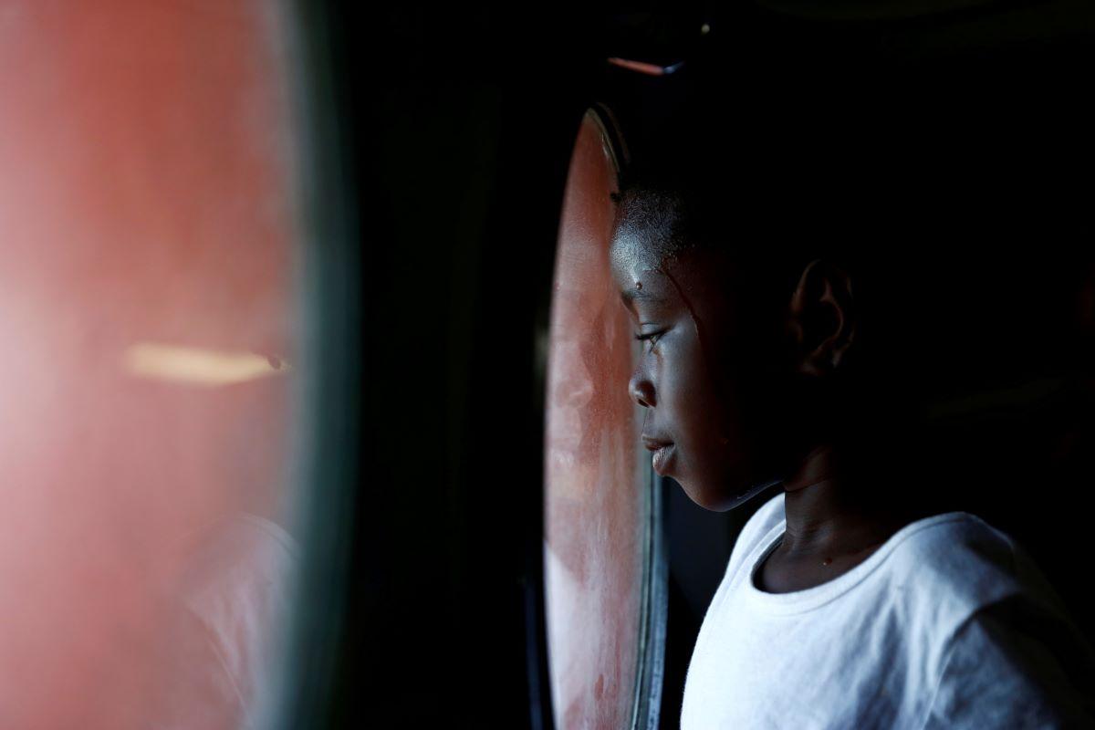 A young immigrant girl on the <em>M&eacute;decins Sans Fronti&egrave;res </em>rescue ship <em>Aquarius</em> in December 2017.