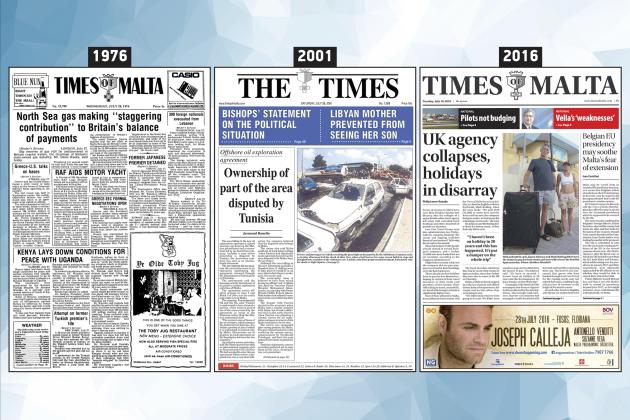 July 28: The front page of Times of Malta 10, 25 and 50 years ago