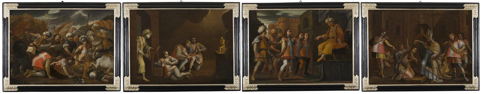 The paintings that have been treated to date, following restoration and remounting into their decorative frames that have also been conserved. Photos: Manuel Ciantar and Suzanne Ciantar Ferrito o.b.o. ASC Conservation Centre Ltd