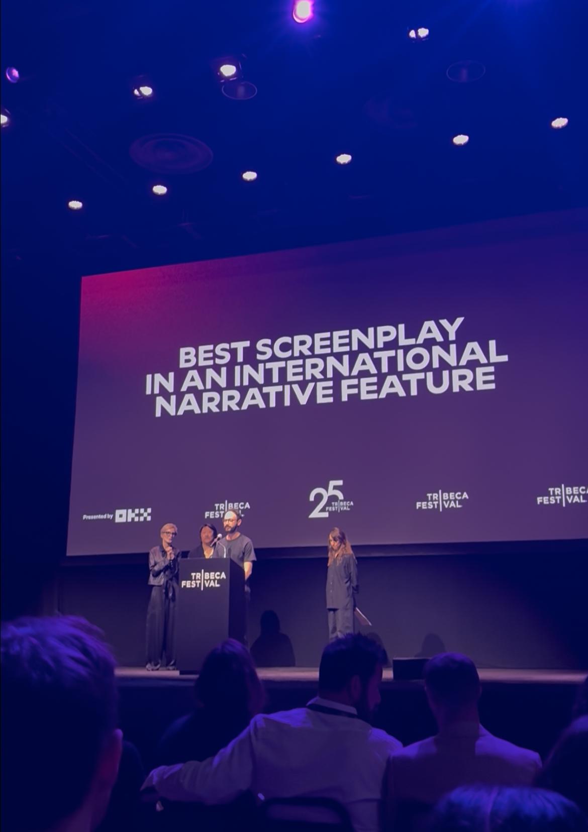&nbsp; Alex Camilleri accepting the Best Screenplay Award for Żejtune at the 2026 Tribeca Film Festival on Thursday 11 June 2026.