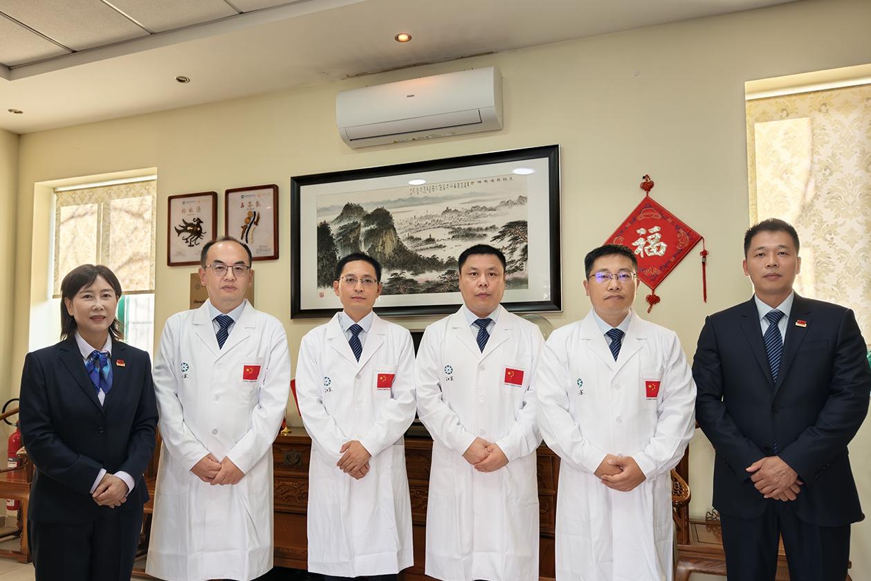 Members of the 21st China Medical Team in Malta, from left: Pan Qi, Dr Xu Chuanwei, Dr Zhang Xiusheng, Dr Zhang Lei, Dr Xu Guodong and Chen Qiang.
