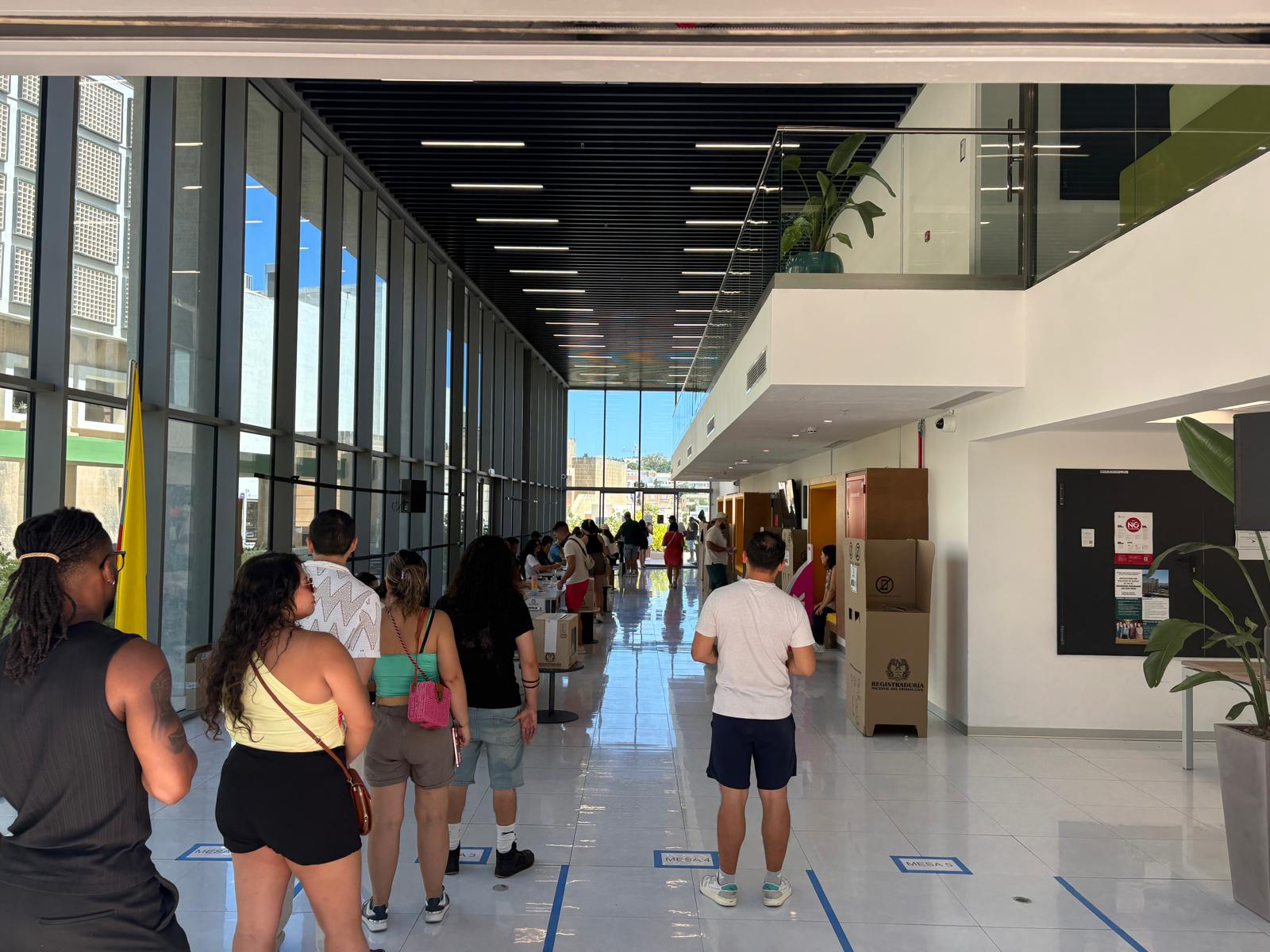 Colombians living in Malta waiting to cast their votes.