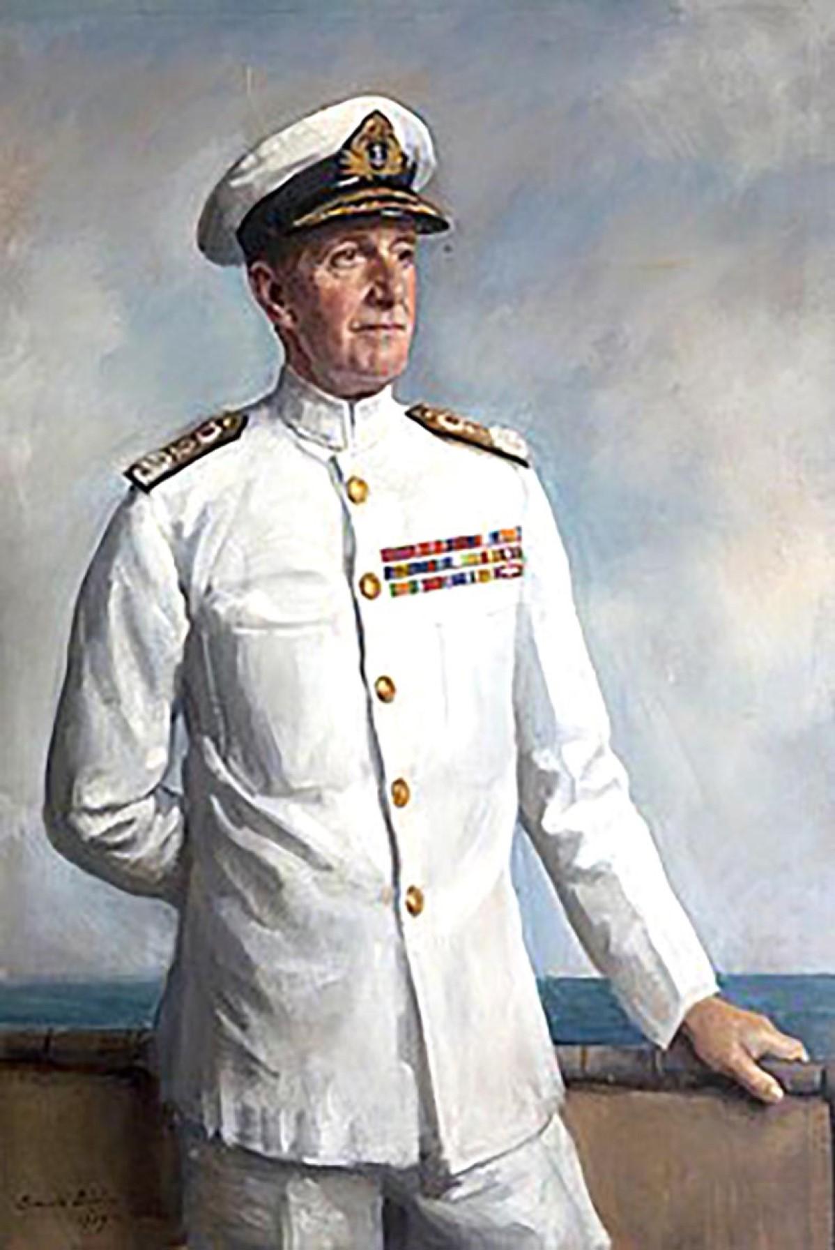 British Admiral of the Fleet Sir James Somerville (1882-1949) was the commander of Force H that protected the convoy.