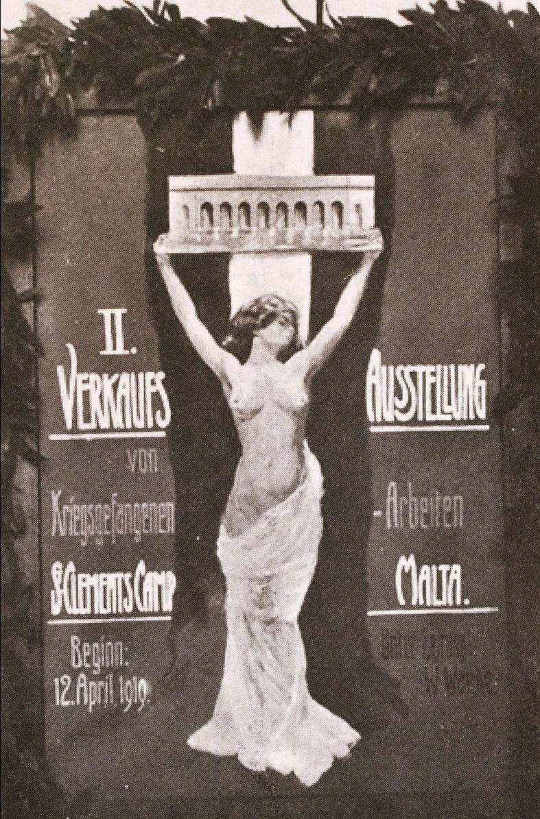 Poster for an exhibition by prisoners-of-war in Cottonera on April 12, 1919.