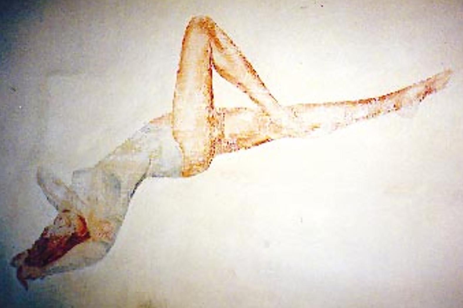 One of the &lsquo;Vargas girls&rsquo; &ndash; wartime wall art from the interior of the hut at Careel House. Two such works have been catalogued and photographed by London&rsquo;s Imperial War Museum.
