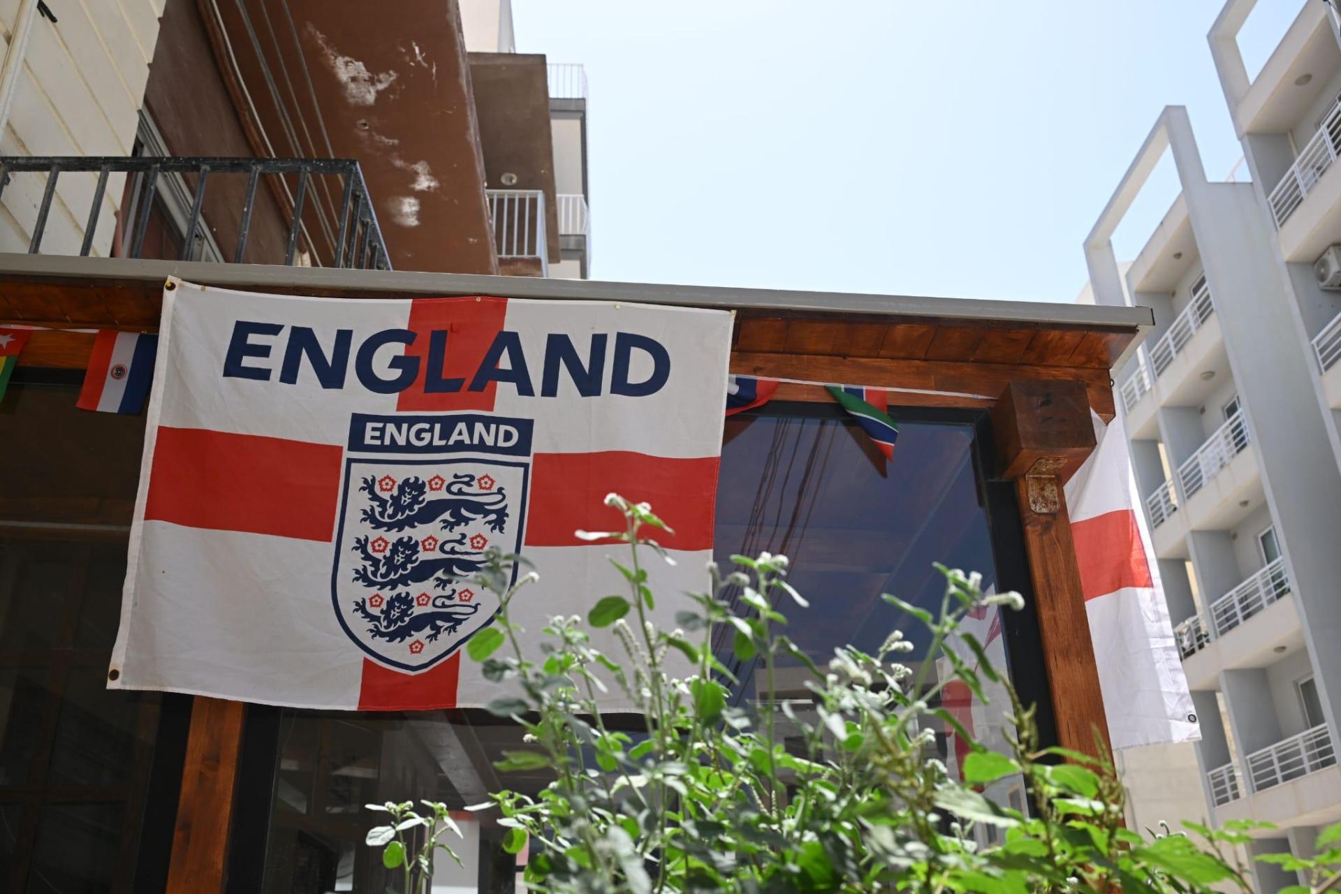 An England flag flies in Buġibba as England prepares to face Argentina in the World Cup semi finals. Photo: Matthew Mirabelli