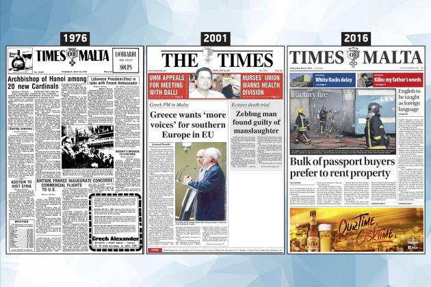 May 25: The front page of Times of Malta 10, 25 and 50 years ago