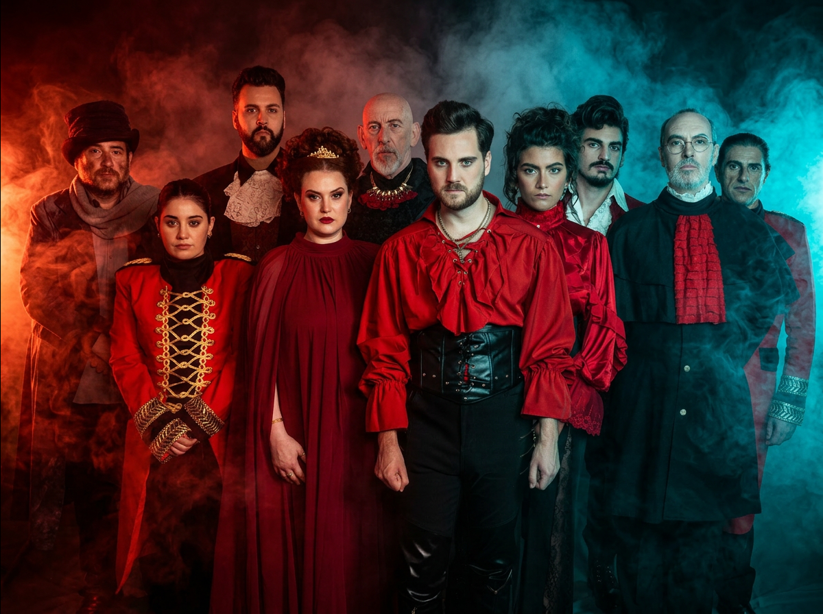 The cast of <em>Hamlet</em>. Photo: Justin Mamo