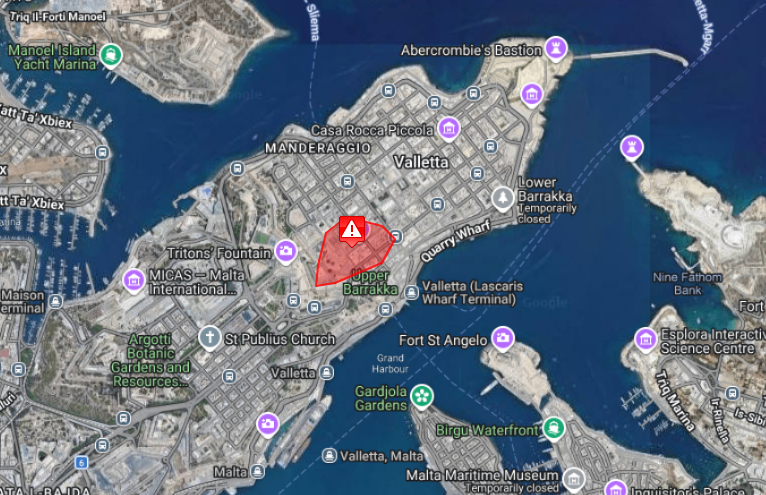 Part of Valletta remained without power on Thursday morning. Photo: Enemalta