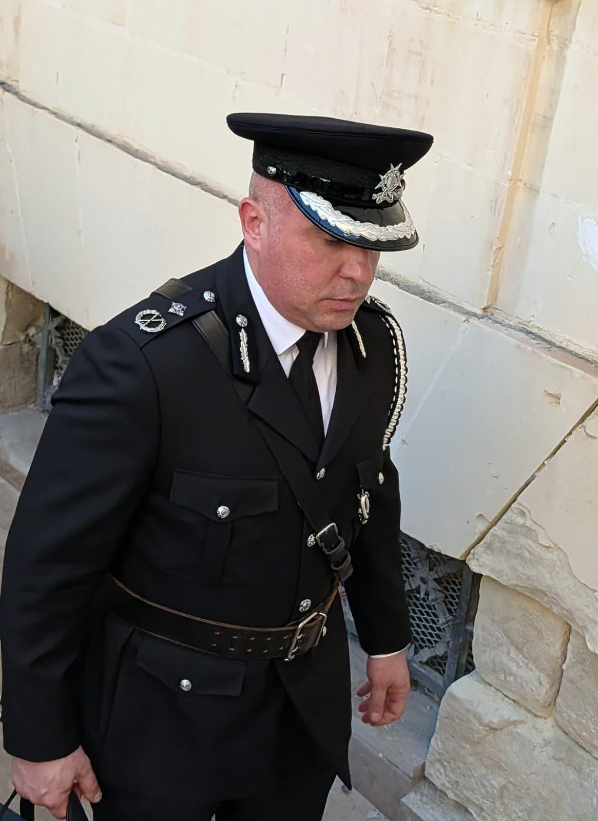 Assistant police commissioner Keith Arnaud exits court on Monday. Photo: Chris Sant Fournier