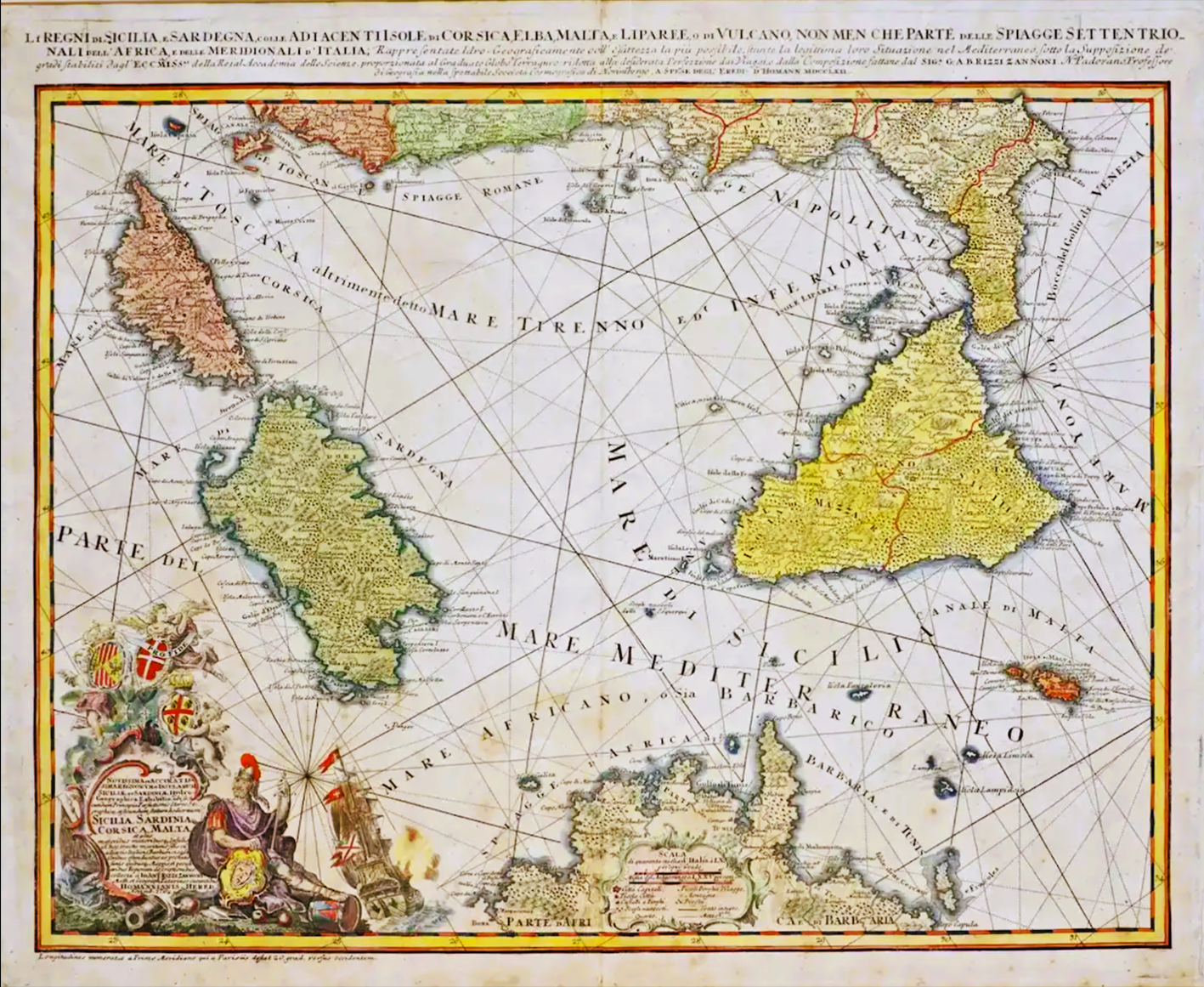 A map including Malta by Venetian publisher Antonio Zatta.