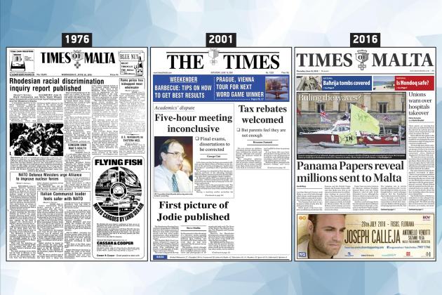 June 16: The front page of Times of Malta 10, 25 and 50 years ago