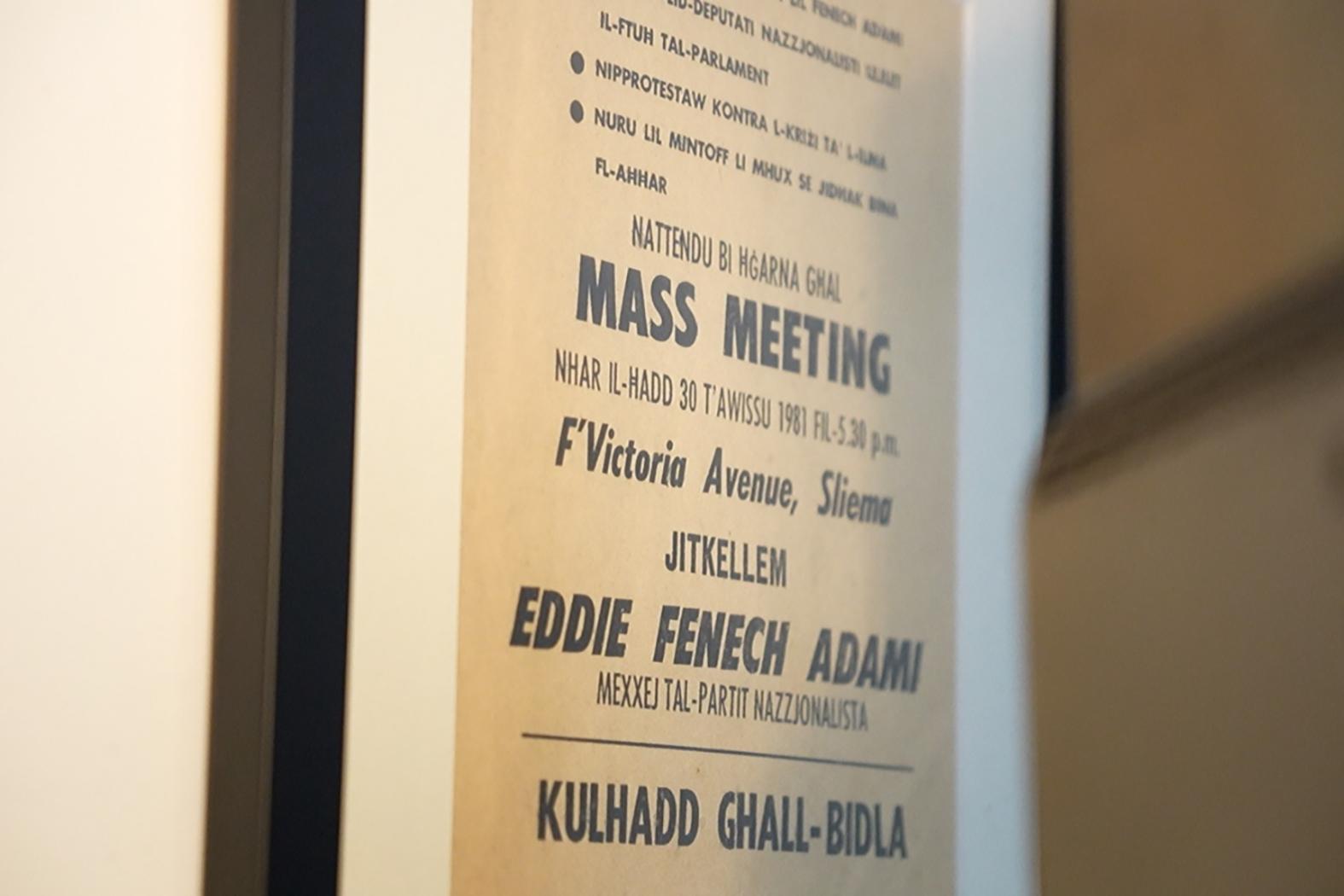 A PN poster promoting a Sliema rally with Eddie Fenech Adami.