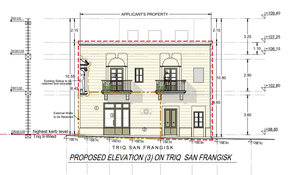 Planning documents indicate the niches will be fixed at a slightly higher level than they originally were. Photo: PA website