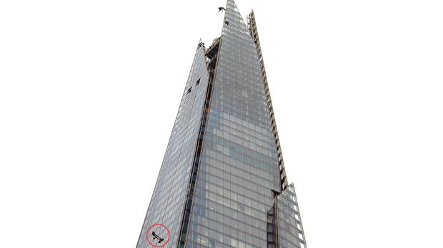 The Duke of York abseiling down The Shard in central London, yesterday.