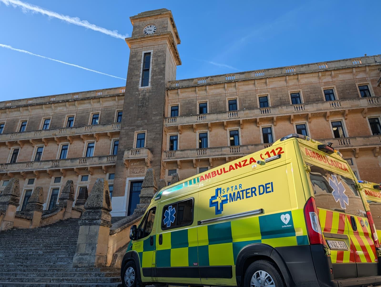 Two ambulances at the school after a 14-year-old boy was stabbed. Photo: Chris Sant Fournier